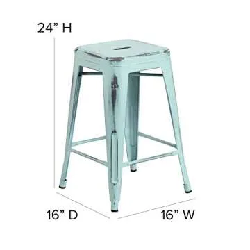 Stylish 24" Backless Metal Stool for Home and Outdoor