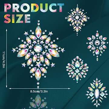 Geyoga 4 Pcs Rhinestone Pasties Crystal Breast Covers Body Jewelry Stick Breast Pasties Chest Sticke...