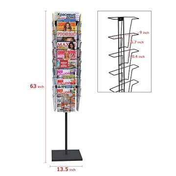 Kroey Rotating Brochure Display Stand: 36 Pocket Literature Rack