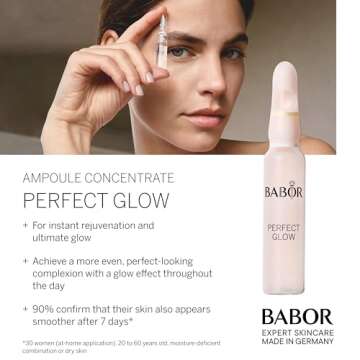 BABOR Perfect Glow Ampoule Serum Concentrates, Perfection Peptide P3 and Glow Pigments to Plump and Even Skin Tone, Brighten and Revitalize Dull and Dry Skin