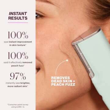 DERMAFLASH LUXE+ Sonic Dermaplaning Tool for Face Peach Fuzz Removal, Anti-Aging & Exfoliation, Seaf...