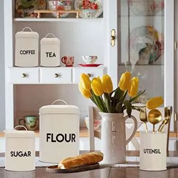 Stylish Kitchen Canister Set - Coffee, Tea, Sugar & More!