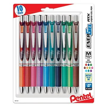 Pentel EnerGel RTX Retractable Gel Pens - Vibrant Colors & Comfort Grip (10-Pack)