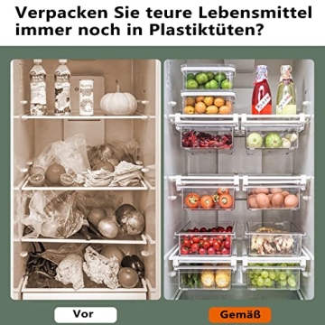 YekouMax Fridge Drawer Organizer, Refrigerator Organizer Bins, Pull Out with Handle, Fridge Shelf Holder Storage Box, Clear Container for Food,Drinks,Fit for Fridge Shelf Under 0.6" (1 Pack Medium)