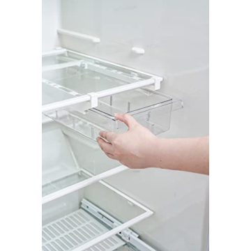 YekouMax Fridge Drawer Organizer, Refrigerator Organizer Bins, Pull Out with Handle, Fridge Shelf Holder Storage Box, Clear Container for Food,Drinks,Fit for Fridge Shelf Under 0.6" (1 Pack Medium)