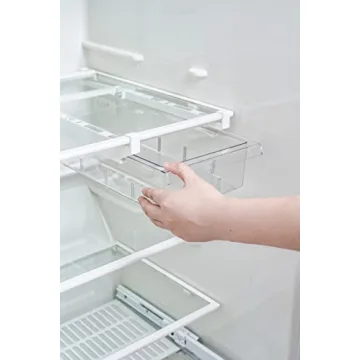 YekouMax Fridge Drawer Organizer, Refrigerator Organizer Bins, Pull Out with Handle, Fridge Shelf Holder Storage Box, Clear Container for Food,Drinks,Fit for Fridge Shelf Under 0.6" (1 Pack Medium)