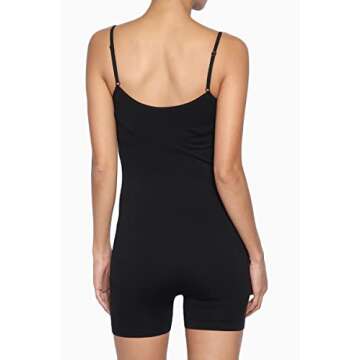 TheMogan Seamless Romper Bodysuit with Adjustable Spaghetti Straps Pull-On Style Stretchy Comfortabl...