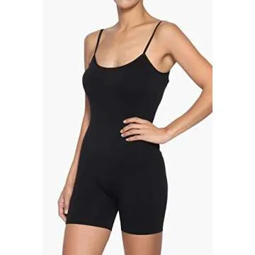 TheMogan Seamless Romper Bodysuit with Adjustable Spaghetti Straps Pull-On Style Stretchy Comfortable Soft Breathable Scoop Neckline One Piece Undergarments for Women