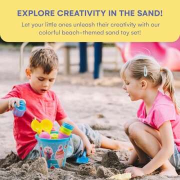 Top Race Kids Beach Toys Set with Bucket Pail and Spade Scoop - 16pcs Ice Cream Blue Sand Playset for Kids & Toddlers Ages 1.5,2,3,4,5,6,7,8,9
