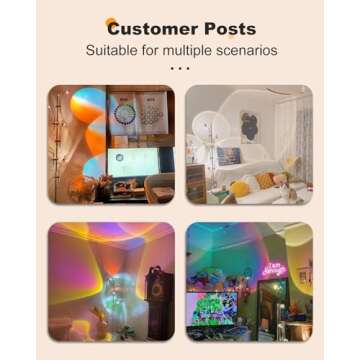 TACAHE RGBW Halo Projector Floor Lamp - 4000K LED with Replaceable Color Filters - Light and Shadow Mood Light - Multi-Head Ambient Decor Lighting for Bedroom, Living Room - 73" - 12W - Chrome