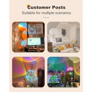 TACAHE RGBW Halo Projector Floor Lamp - 4000K LED with Replaceable Color Filters - Light and Shadow Mood Light - Multi-Head Ambient Decor Lighting for Bedroom, Living Room - 73" - 12W - Chrome