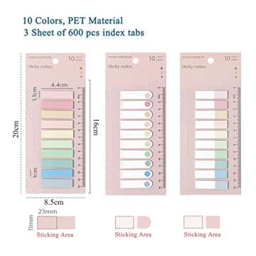 600 Pcs Morandi Sticky Tabs Book Notes Tabs, Page Markers Tabs Pastel Book Tabs Reading Tabs Annotation Tabs Page Markers Sticky Index Tabs with Ruler Tabs for Annotating Books (Color A)