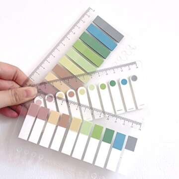 600 Pcs Morandi Sticky Tabs Book Notes Tabs, Page Markers Tabs Pastel Book Tabs Reading Tabs Annotation Tabs Page Markers Sticky Index Tabs with Ruler Tabs for Annotating Books (Color A)
