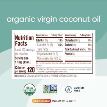 Nutiva Organic Coconut Oil 54 fl oz, Cold-Pressed, Unrefined Cooking Oil, Natural Hair Oil, Skin Oil...