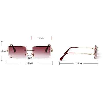 mincl/Fashion Small Rectangle Sunglasses Women Ultralight Candy Color Rimless Ocean Sun Glasses (tea)