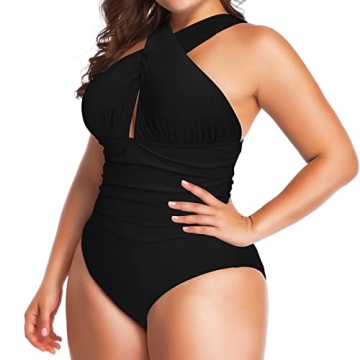 Stylish W YOU DI AN Plus Size One Piece Swimsuit