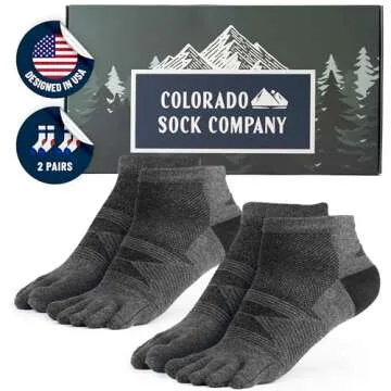 Colorado Sock Company Merino Wool Five Toe Socks for Men and Women, 2 Pair, Moisture Wicking Athleti...