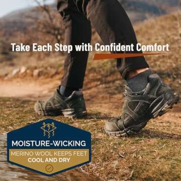 Colorado Sock Company Merino Wool Five Toe Socks for Men and Women, 2 Pair, Moisture Wicking Athletic, Running, Hiking Support, Ankle Height (Large)