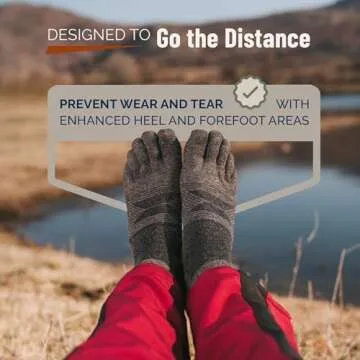 Colorado Sock Company Merino Wool Five Toe Socks for Men and Women, 2 Pair, Moisture Wicking Athletic, Running, Hiking Support, Ankle Height (Large)