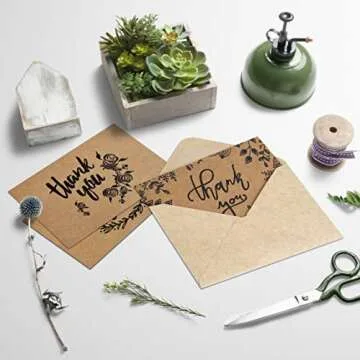 Thicker Kraft Thank You Cards with Envelopes 160-Pack