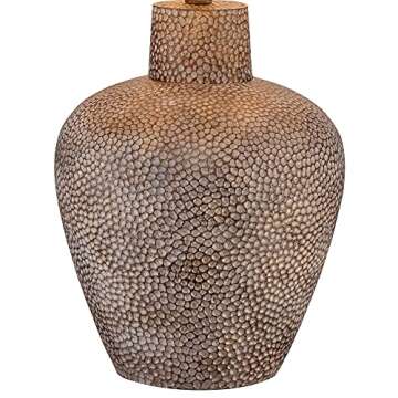 360 Lighting Bentley Rustic Farmhouse Table Lamp 29" Tall Brown Leaf Textured Hammered Pot Off White Empire Shade for Bedroom Living Room House Home Bedside Nightstand Office Entryway Kids