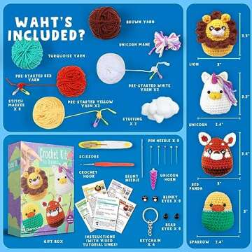 CozyBomB™ Crochet Kit for Beginners | Learn to Crochet Starter Kit for Adults, DIY Crochet Animal ...