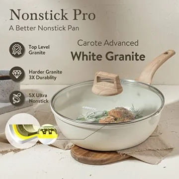 CAROTE 12.5 Inch Nonstick Deep Frying Pan with Lid