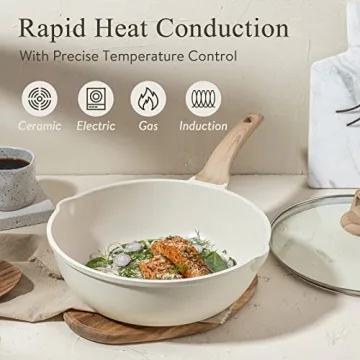 CAROTE 12.5 Inch Nonstick Deep Frying Pan with Lid