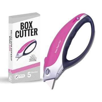 Pink Box Cutter Retractable Utility Knife - Heavy Duty Box Cutter Knife Cardboard Cutter - Box Opene...