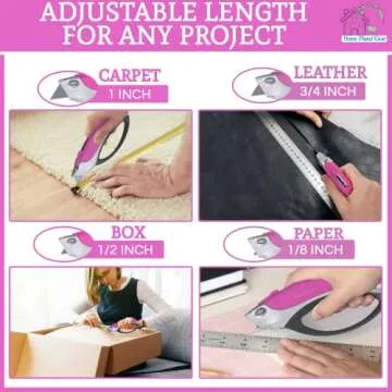 Pink Box Cutter Retractable Utility Knife - Heavy Duty Box Cutter Knife Cardboard Cutter - Box Opener Razor Blades Knife with 5 Sharp Utility Blades