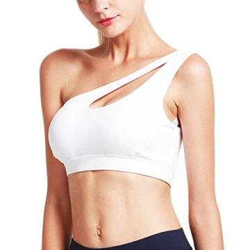 RUNNING GIRL Womens One Shoulder Sports Bras Workout Left Strap Yoga Bras Cute Medium Support Crop T...