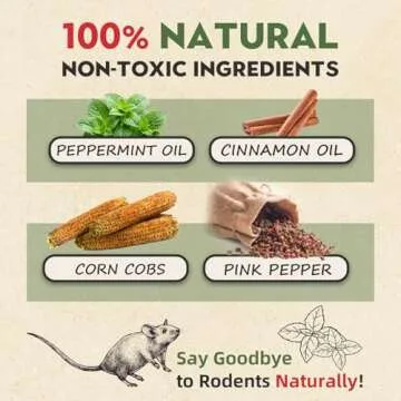 Mouse Repellent, Peppermint Oil Mice Repellent for Rats & Squirrels, Long-Lasting Natural Pest Deter...