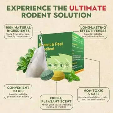 Mouse Repellent, Peppermint Oil Mice Repellent for Rats & Squirrels, Long-Lasting Natural Pest Deterrent for Indoor, Outdoor, Car Engines, Safe for Family & Pets, (10 Pack)