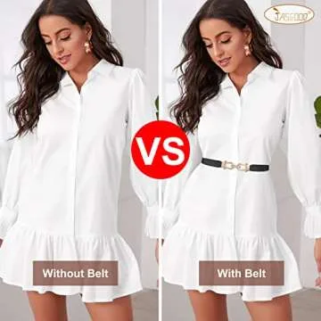 JASGOOD Women's Stretchy Waist Belt with Gold Buckle