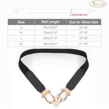 JASGOOD Women Stretchy Waist Belt Retro Elastic Skinny Belt for Ladies with Gold Buckle