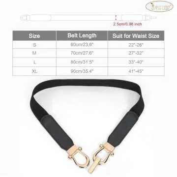 JASGOOD Women's Stretchy Waist Belt with Gold Buckle