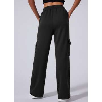 Aleumdr Wide Leg Sweatpants for Women High Waisted Cargo Pants with Pockets Athletic Casual Baggy Sw...