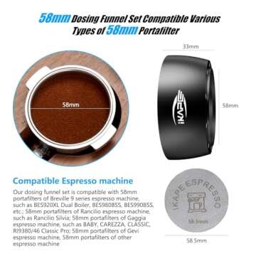 IKAPE Magnetic Dosing Funnel & Puck Screen Kit - 58MM Perfect for Espresso Lovers