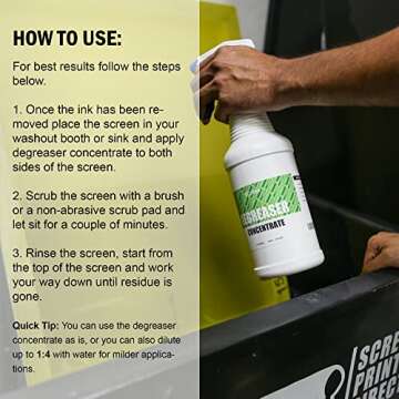 Ecotex® Screen Printing Mesh Degreaser (Quart - 32oz.) - Silk Screen Cleaner, Oil and Residue Remover - Screen Printing Frame Degreaser and Mesh Cleaner, Eco-Friendly Screen Printing Supplies