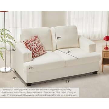VanAcc Sofa - Comfy, Spacious Loveseat with Bouclé Fabric