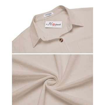 HOTOUCH Button Up Shirt Women Casual Cotton Linen Shirts Plus Size Pocket Button Down Blouse Khaki XL