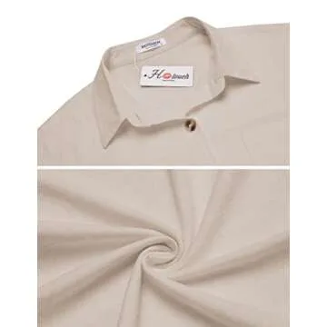 HOTOUCH Button Up Shirt Women Casual Cotton Linen Shirts Plus Size Pocket Button Down Blouse Khaki XL