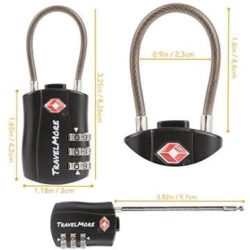 Durable TSA Approved Combination Cable Locks - 2 Pack