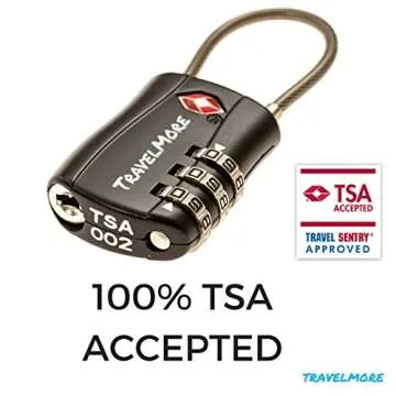 Durable TSA Approved Combination Cable Locks - 2 Pack