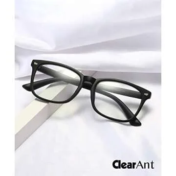 Clear Ant Blue Light Blocking Glasses,Square Nerd Eyeglasses Frame Anti Blue Ray Computer Game Glasses Anti Eyestrain & UV(5Pcs)