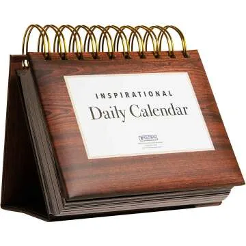 Inspirational Perpetual Flip Calendar - Woodgrain