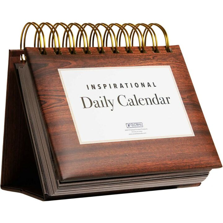 Inspirational Perpetual Flip Calendar - Woodgrain