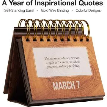 Inspirational Perpetual Flip Calendar - Woodgrain