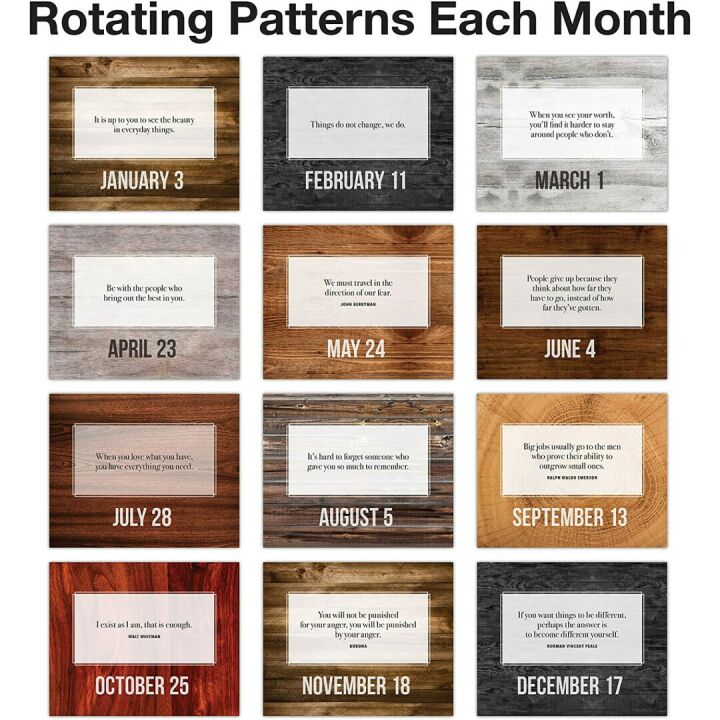 Inspirational Perpetual Flip Calendar - Woodgrain