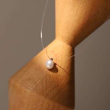 MODAGIRL Floating Illusion Necklace - Elegant Natural Freshwater Pearl Pendant